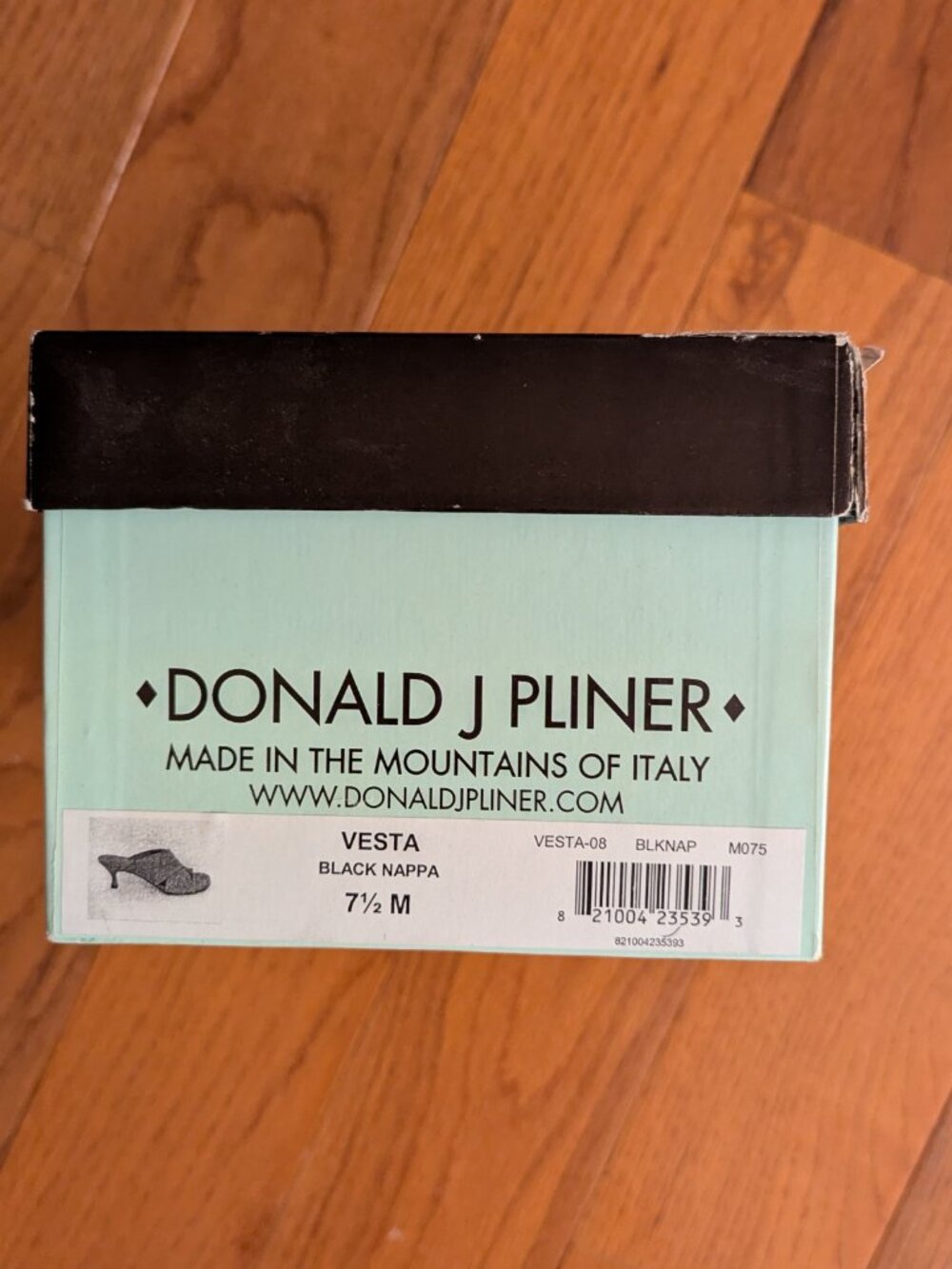 Donald J Pliner Black Napa Leather Sandal Heels Size 7.5 MADE IN ITALY - Picture 11 of 11